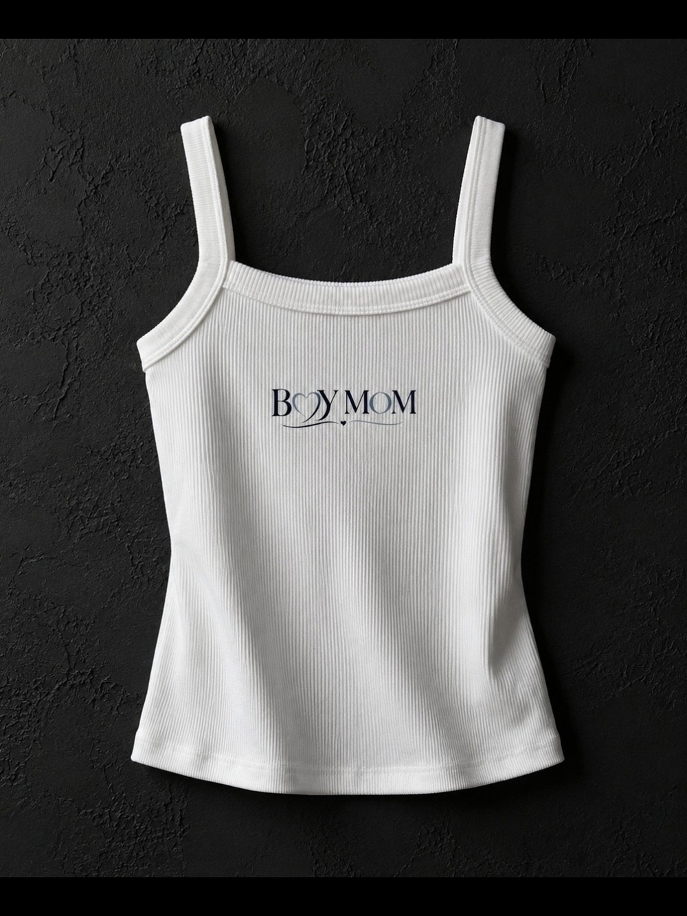 White Ribbed Tank Top with Logo